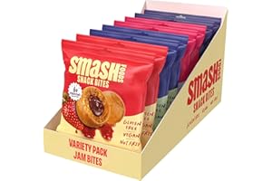 CHIA SMASH Smash Foods Energy Bites | Variety Pack | 5 Gluten-Free Vegan Snack Balls with No Sugar Added | Protein, Superfood Jam, Chia Seeds | On-the-Go Convenience | 8 Packs
