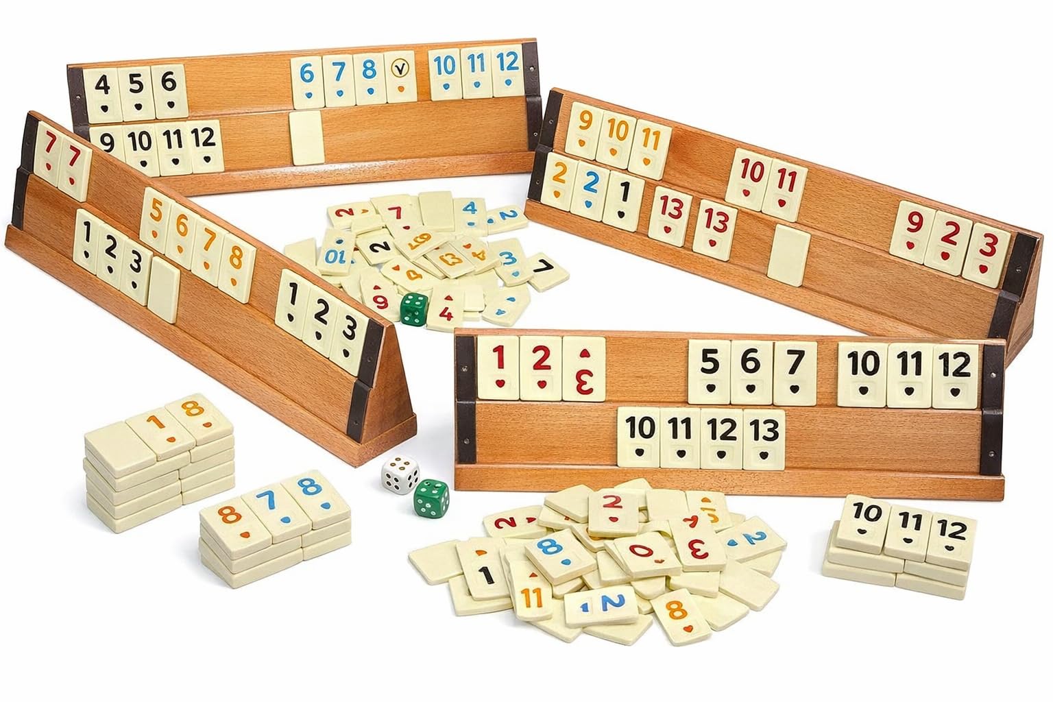 Turkish Okey Game wooden Wood Ahsap Okey Takimi Oyunu Rummy Board Game Tile UK