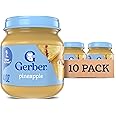Gerber Stage 2 Baby Food, Pineapple Jar, Fruit Puree, Vitamin C, Non-GMO, Baby Food Fruit, Puree Jars Glass, 10-pack