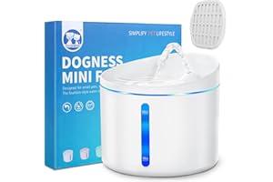DOGNESS Pet Water Fountain, Healthy and Hygienic Drinking Fountain Super Quiet Flower Automatic Electric Water Bowl for Dogs, Cats, Birds (1L, White)