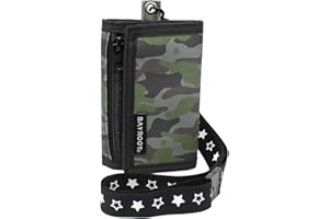 BayRoot Wallet for kids boys juniors coin purse neck strap compact lightweight camouflage (Green)