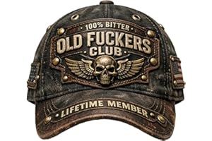 CQSVUJ Old Fuckers Club Vintage Baseball Cap, Adjustable Funny Hat, Washed Cotton Black Hat, 100% Bitter Lifetime Member