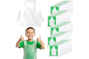 eggigi 100PCS Disposable Aprons for Kids, Clear Plastic Art Smocks & Waterproof Painting Aprons for Children, Protect Clothes