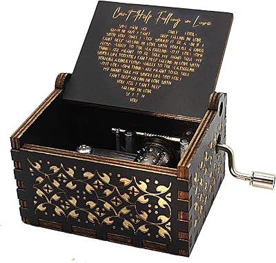 CAMKONG Laser Engraved Vintage Wooden Hand Crank Music Box You Are My Sunshine