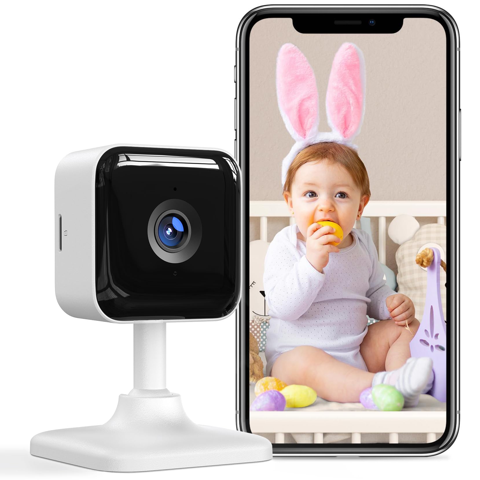 Photo 1 of GNCC Baby Monitor with Camera and Audio, Baby Monitor WiFi Smartphone 2.4 GHz with Motion and Sound Detection, Pet Security Camera Indoor, 1080P HD Night Vision,Two-Way Audio, SD or Cloud Storage