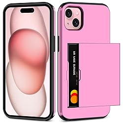 SAMONPOW for iPhone 15 Case with Card Holder Heavy