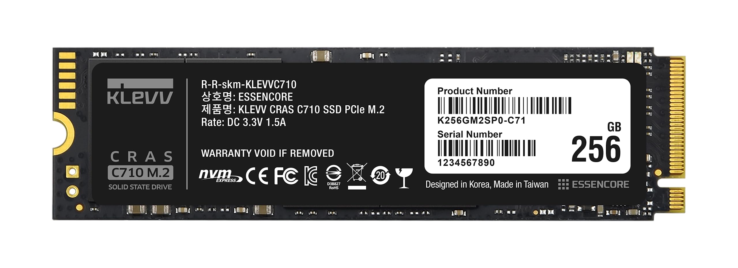 KLEVV CRAS C710 256GB M.2 NVMe PCIe Gen3x4 Internal