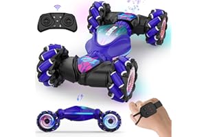 SAUFTTI Remote Control Car, Gesture Sensor RC Stunt Cars Toys for Kids Age 6 7 8 9 10 11 12+ Years Old, 2.4GHz 4WD RC 360° Flips Off Road Vehicle Toy with Lights/Music, Gifts for Boys Girls