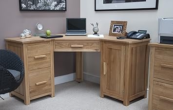 Eton Solid Oak Furniture Office Pc Corner Computer Desk Amazon Co