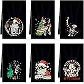 Tudomro 6 Pack Christmas Skeleton Kitchen Towels Gothic Funny Skull Xmas Tree Dish Towels 16x24 Inch Seasonal Halloween Winter Holiday Wash Cloth for Kitchen Bathroom Home Farmhouse Decor