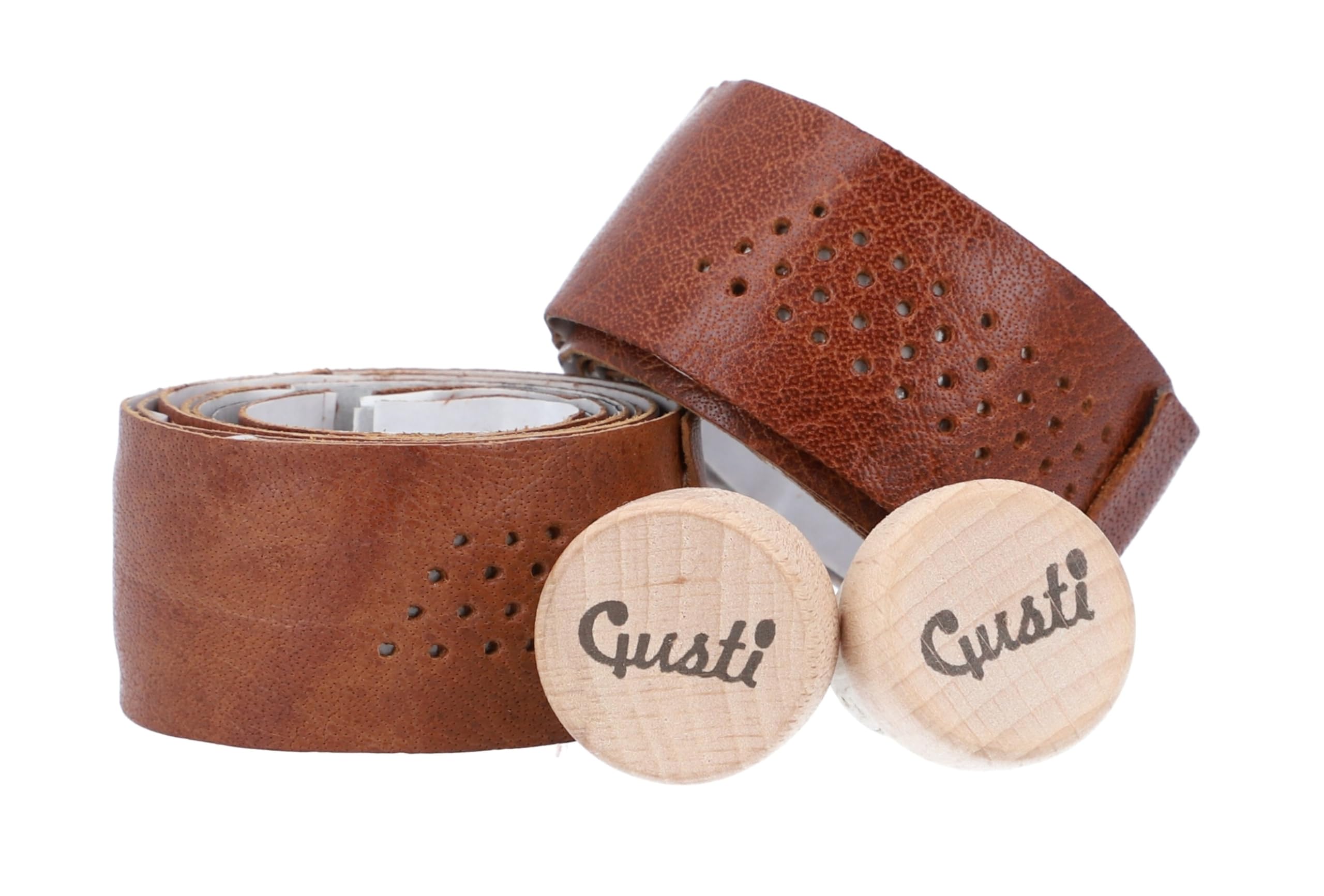 Gusti tape for bicycle handlebars leather - cork 80 cm Fausto C. Bicycle handlebar strap for leather bicycle handlebars racing bike accessories brown