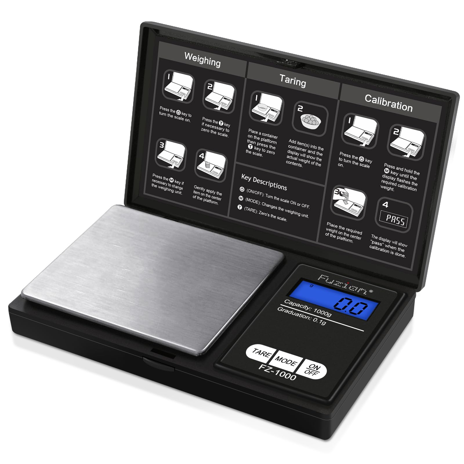 Photo 1 of Fuzion Digital Pocket Gram Scale 1000g/0.1g, Small Digital Scales Grams Ounces Grains, Herb Scale, Jewelry Scale, Portable Travel Food Scale