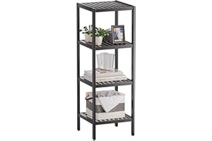 SMIBUY Bathroom Storage Shelf, 4-Tier Bamboo Rack Organizer, Multifunctional Shelving Unit for Living Room Bedroom Kitchen (B