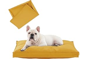 VENESSCO Dog Bed Covers Replacement Washable, Waterproof Dog Bed Cover with Zipper, 30Lx20Wx3H inch Durable Oxford Pet Bed Cover for Outdoor/Indoor Use, Cover Only, Yellow