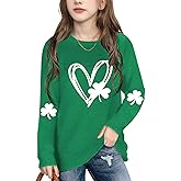 Kids St Patricks Day Shirt Boys Girls Toddler Cute Love Heart Long Sleeve Casual Tee Tops