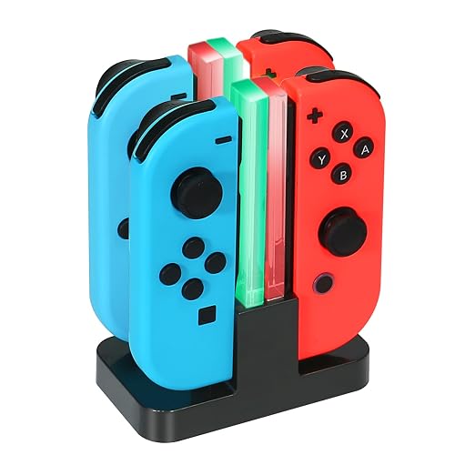Nintendo Switch Joy-Con Charging Dock KINGTOP 4 in 1 Charger Stand and Charging Holder with Individual LED Indicator