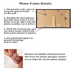 JCJMY 6x12 Black Picture Frame Set of 6, Horizontal