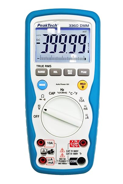 PeakTech 3360 - True RMS Digital Multimeter, Wasserdicht (IP67), 40000 Counts, Profi-Handmultimeter, TÜV/GS, Autorange, Messu