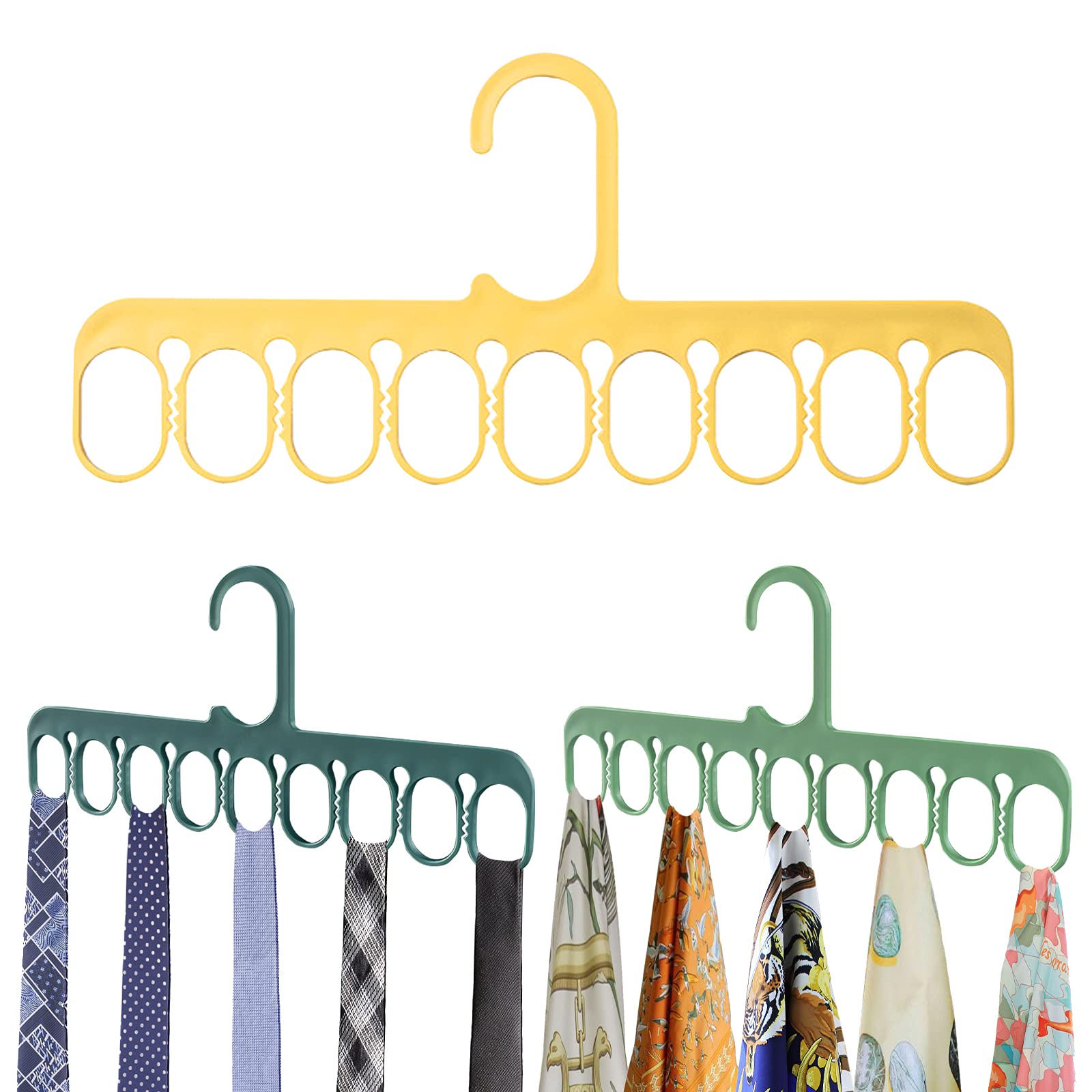 Tie Hanger Rack Scarf Organiser for Wardrobe Storage - Belt Ring Hanger for Men - 3Pcs