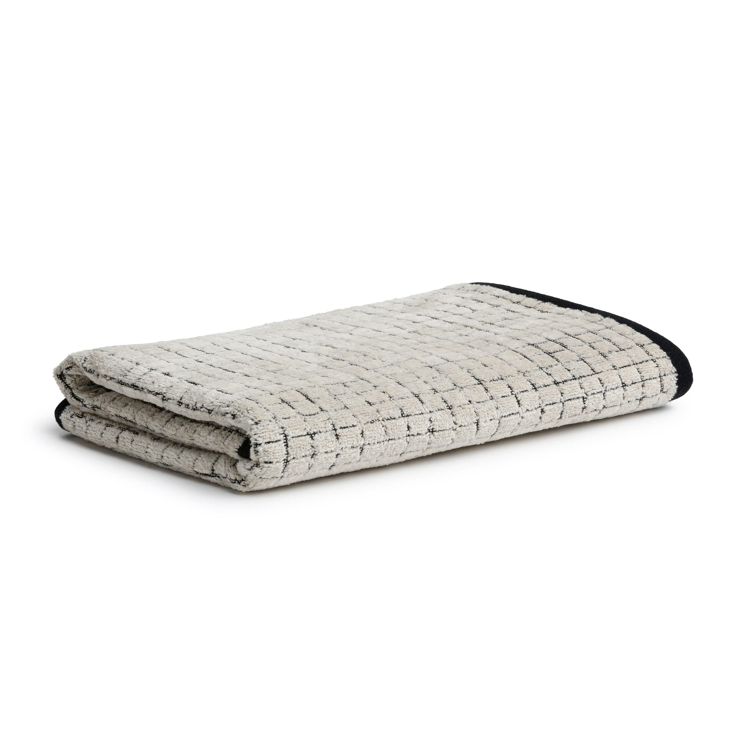 Möve Eden bath towel 80 x 150 cm, 80% cotton / 20% linen, nature/black — image 1