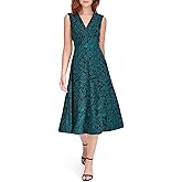 Tommy Hilfiger Womens Sleeveless V-Neck A-line Midi Dress