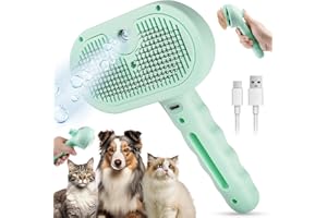 Cat Steam Brush for Shedding, 3 In 1 Cat Hair Brush with Spray and Release Button, Pet Self Cleaning Hair Removal Comb for Sm
