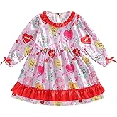 Toddler Girl Valentines Dress Outfit Baby Red Love Heart Long Sleeve Princess Dresses Casual Spring Clothes Holiday