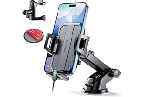 SUUSON Upgraded 3-in-1 Car Phone Holder Mount [Powerful Suction] Phone Mount for Car Dashboard Air Vent Windshield,for All iPhone Android Phone (Black)