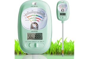 HSLGOVE Soil Test Kit, 7-in-One Soil Moisture Meter/Soil PH Meter/Fertility, Dual Screen Soil Tester w/Digital Soil Temp/Air Temp&Humidity for Plants Gardening,Lawn,Farm Indoor&Outdoor-Green