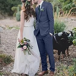High-End Suits Men Suits Navy Blue Linen Blazer
