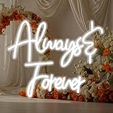 Ineonlife Always Forever Neon Sign for Wall Decor Love Oh Baby White Letter LED Lights for Wedding Engagement Words Light Signs Bedroom Bar Club Hotel Party Hanging USB Powered 15.4x12.6 inches