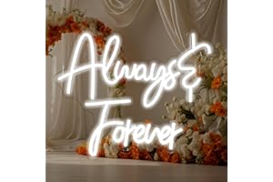 ineonlife Always Forever Neon Sign White Letter LED Neon Lights for Bedroom Wall Decor Words USB Powered Neon Signs for Room Living Room Bar Club Hotel Party Wedding Engagement Wall Hanging Decoration