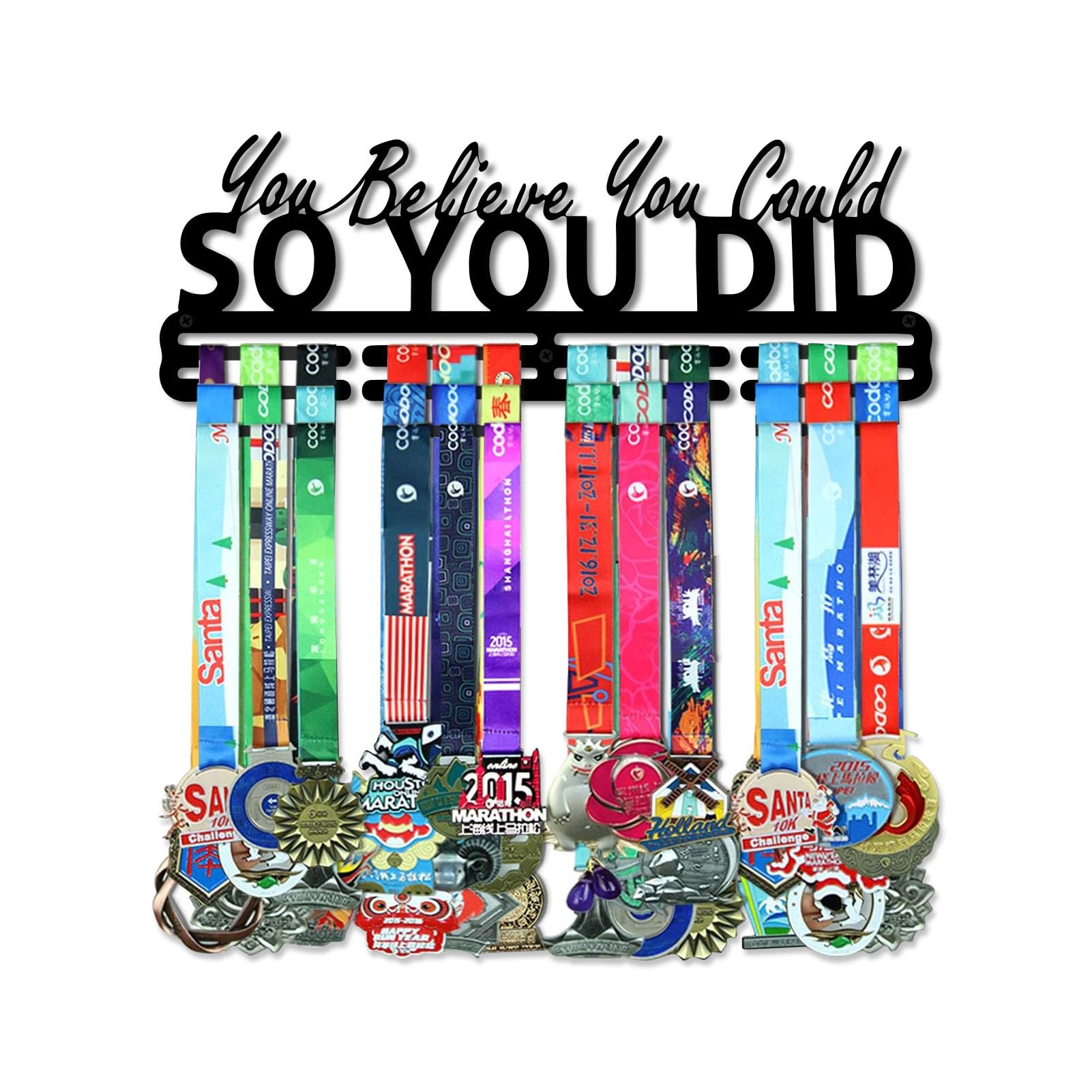 Resama Black Medal Holder Display Hanger Rack Medals-You believe you could SO YOU DID Medal Holder Wall Mount Easy to Install Race Runner Medal Frame