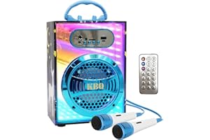 KBQ Bluetooth Karaoke Machine with 2 Microphones for Kids, Portable Kids Wireless Karaoke Speaker Player Home Karaoke System for Children and Adults (Blue)