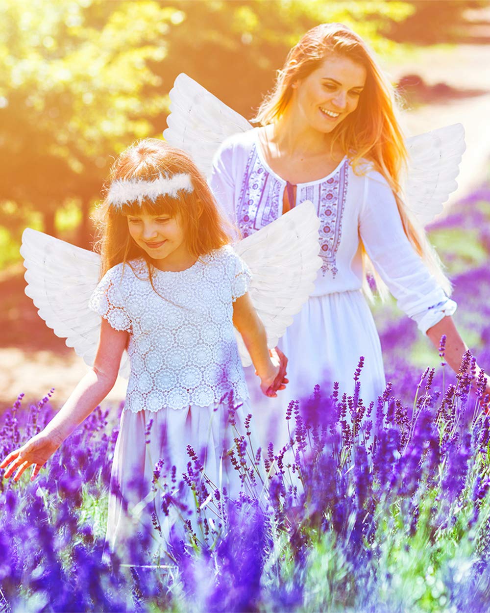 SzJias Angel Costume Wings for Girls Angel Costume Wings and Halo for Kids Halloween Christmas Eve