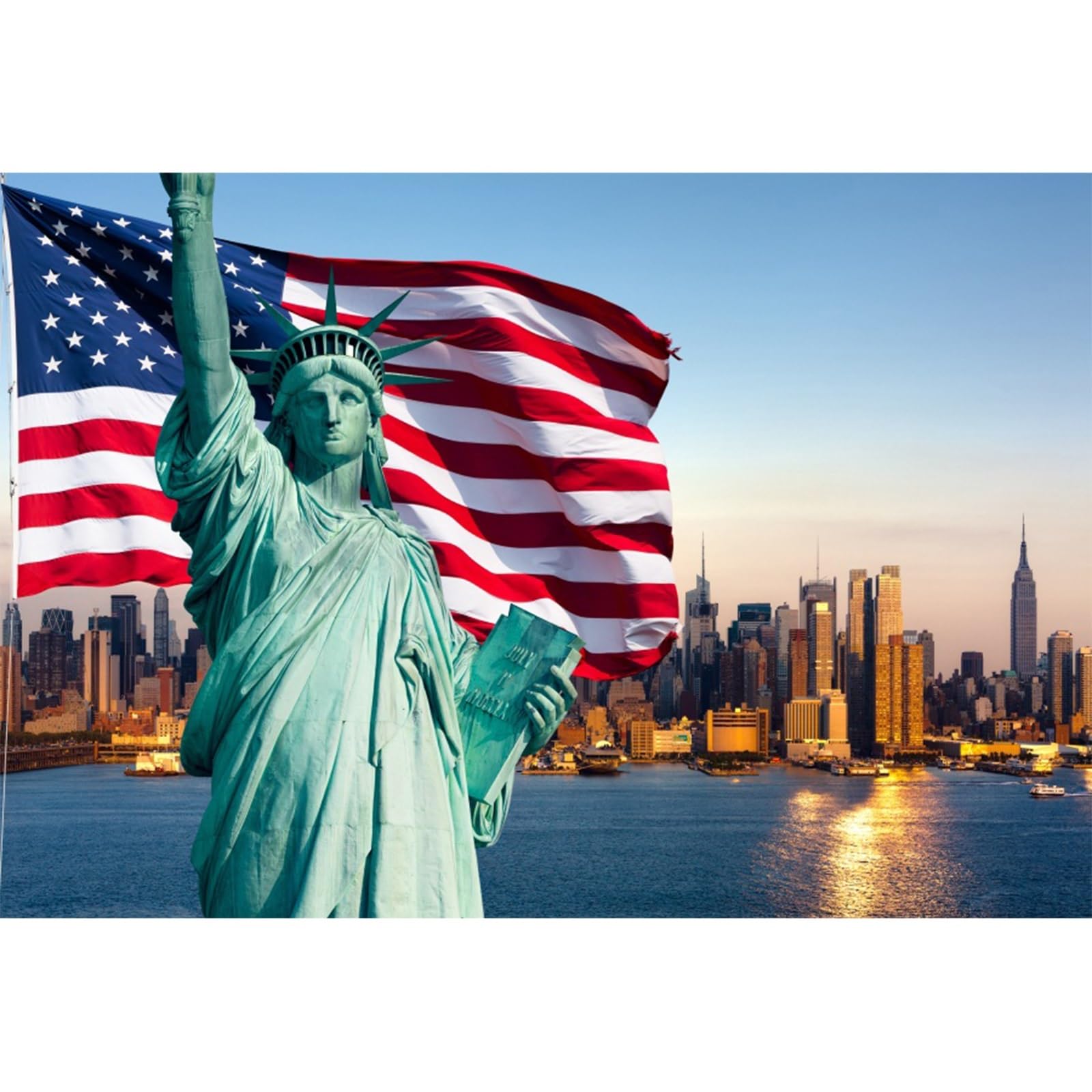 YongFoto 7x5ft Photography Backdrop American Flag Statue of Liberty New York City Backdrops for Photography Photo Shoots Party Adults Kids Wedding Personal Portrait Vinyl Photo Background Studio Props