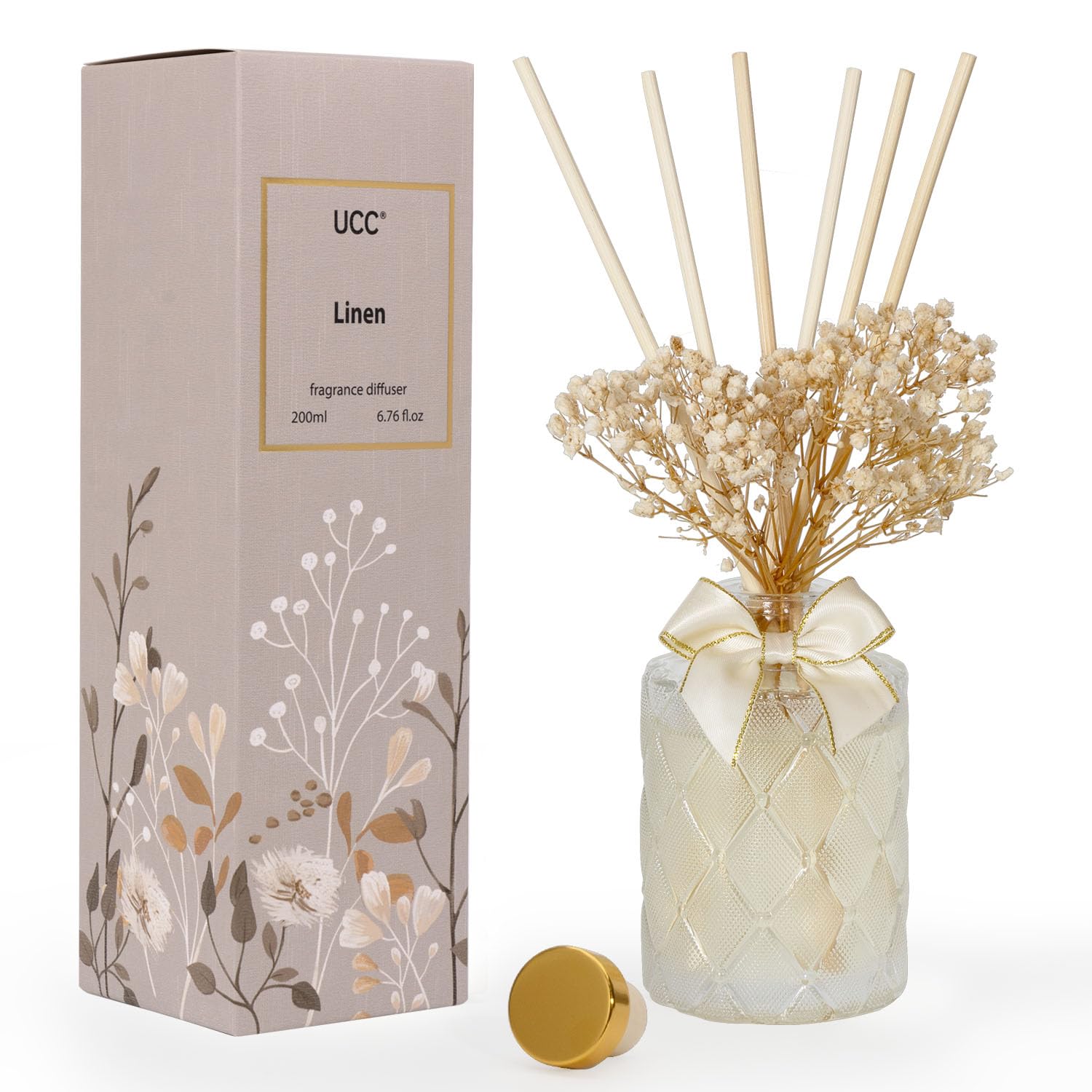 Premium Redd Diffusers UCC Premium Reed Diffuser Set with Preserved Flower Reed Sticks, 6.76 ...