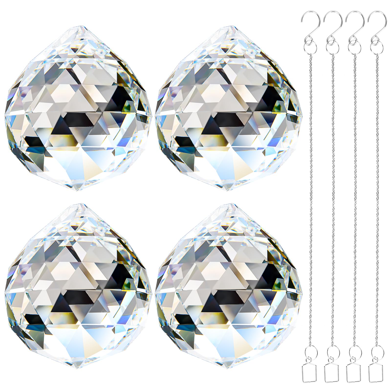 Crystal Ball Prism Pendant Glass Chandelier Hanging Pendant Feng Shui Suncatcher Wedding Home Window Décor (50cm, 5) — image 1