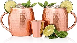 Moscow Mule Pure Copper Mugs With Bonus Copper Straws/Stir Sticks