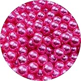 YHYPOCI 200pcs Pearl Beads for Crafts 10mm Resin Pearl for Jewelry Making Round Bulk Pearls Beads with Hole for Necklaces Bracelets Earrings Making Jewelry Decoration(Hot Pink)