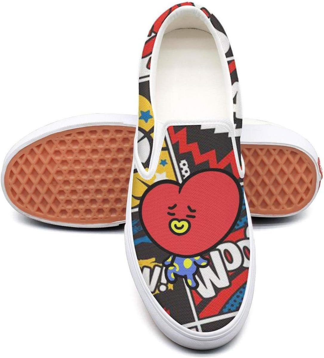 Designer Canvas Slip On Loafers Shoes BTS-Bangtan-Boys-bt21 For Women Fashion Print Running Low Top Sneakers