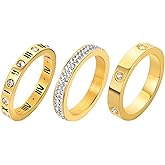 Jarlinwel Love Friendship Ring Cubic Zirconia Gold Ring Sets for Women Stainless Steel Stacking Ring Wedding Statement Thumb Ring Bands