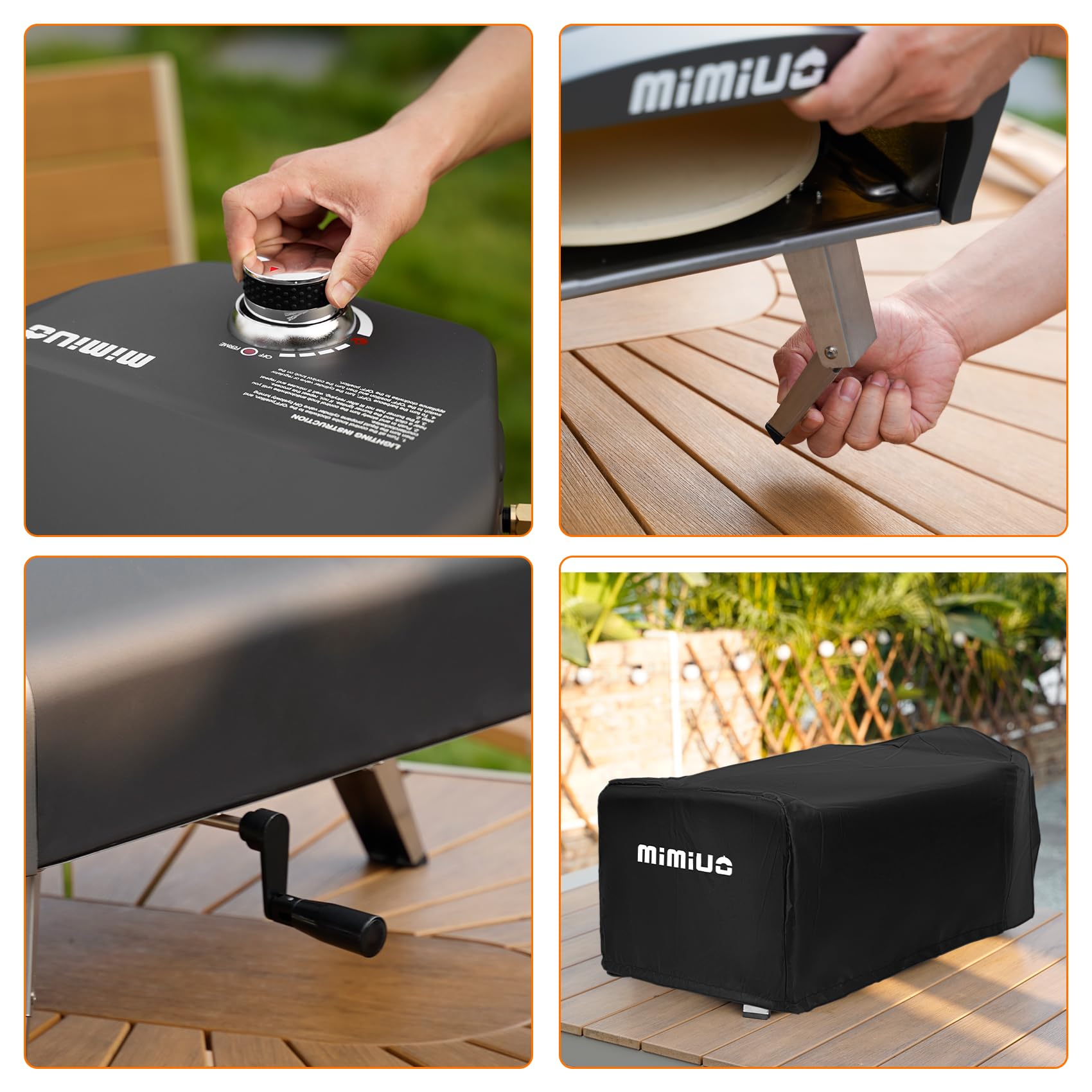 Mimiuo Gas Pizzaofen mit Manuellem Drehfunktion und Gasdruckregler | Tragbarer Gasofen für Garten, outdoor | Enthält 33cm Pizzastein, Pizzaschaufel, Pizza-Abdeckung | Gas Pizza Oven 5