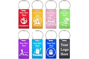 10Pack Personalized Metal Luggage Tags for Suitcases/Handbag, Custom Engraved Aluminum Luggage Tags for Women/Men/Kids, Doubl