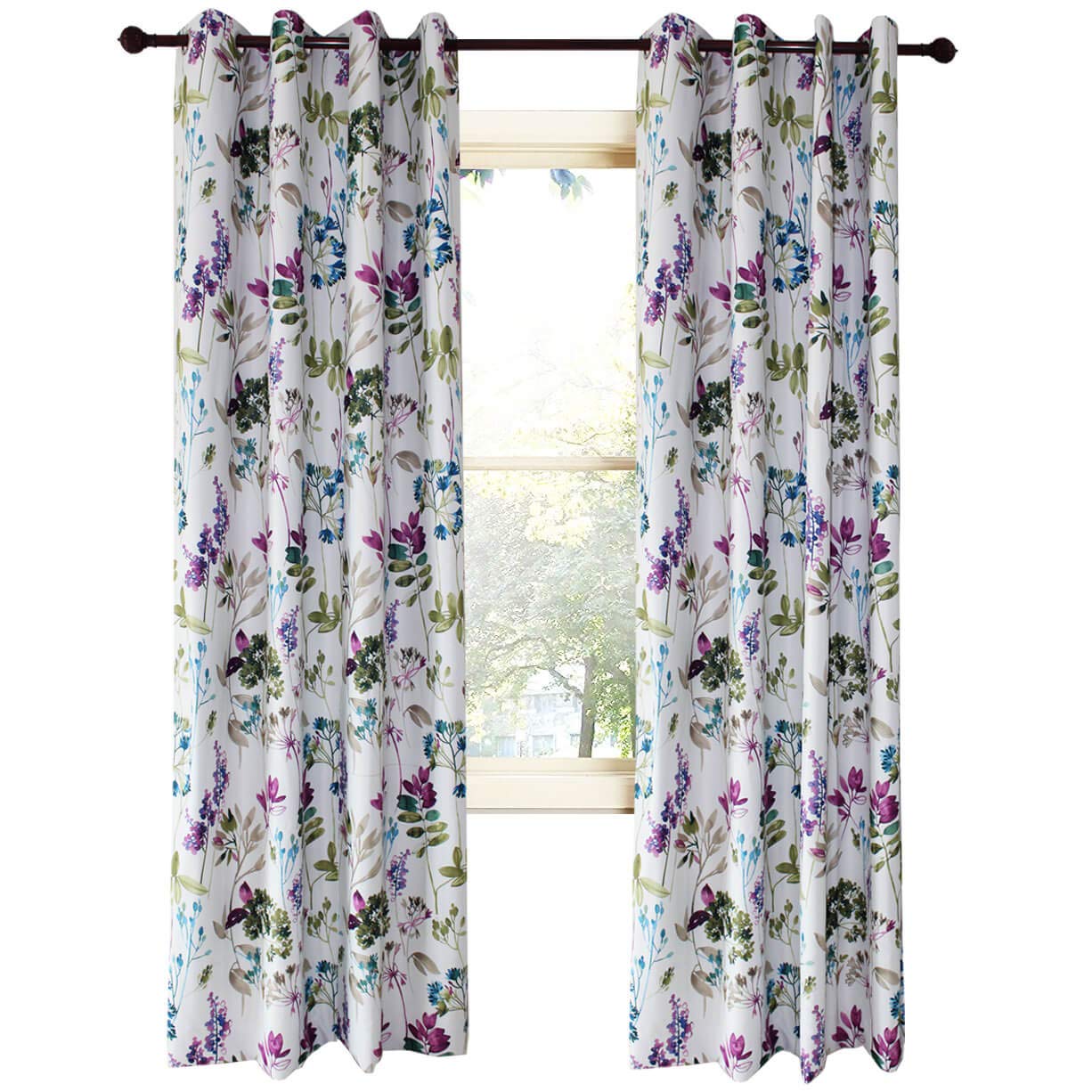 Amazon Com Koting Blue Purple Flower Curtain For Bedroom Colorful