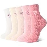 scenicamp 5 Pairs Fuzzy Socks for Women Soft Fluffy Home Sleeping Socks Winter Warm Cozy Slipper Sock