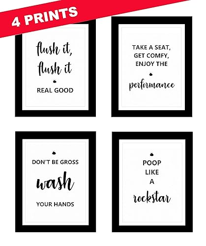 Amazon Com Funny Bathroom Signs Wall Art Prints Quotes And Sayings Set Of 4 Unframed Great Gift For Bathroom Decor Handmade