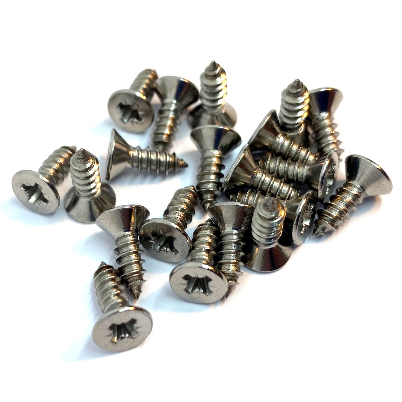 No.8 x 1/2" (4.2mm x 12mm) Pozi Countersunk Self-Tapping Screw DIN7982 - A4 (316) Stainless Steel (Pack of 20)