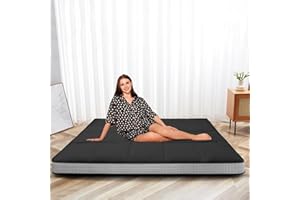 SUNYRISY Japanese Floor Mattress Futon Mattress, Thicken Roll up Sleeping Mattress Tatami Mat Floor Bed, Foldable & Portable Camping Mattress with Storage Bag, Twin Full Queen