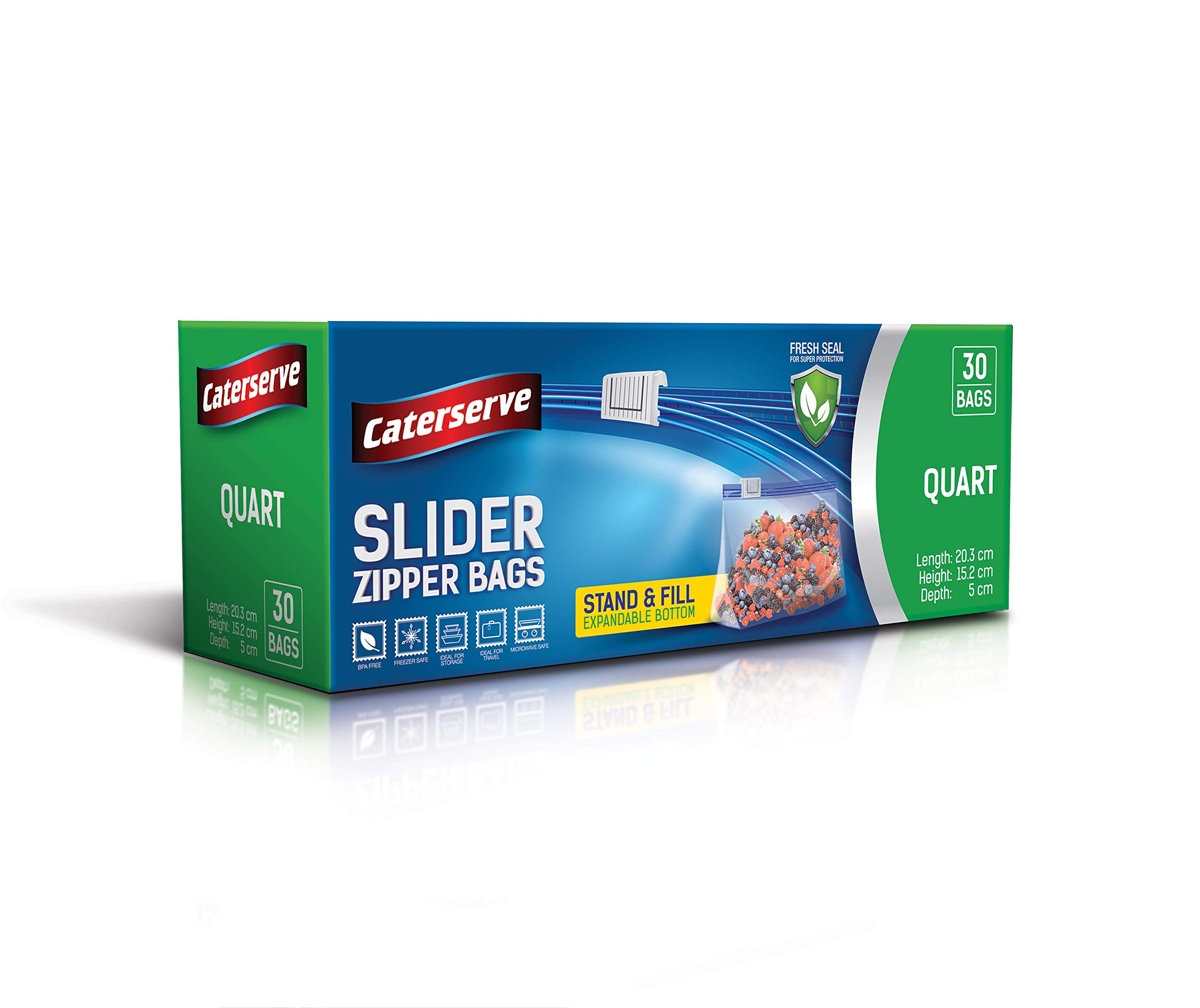 Slider Freezer Bags – Quart 1L ziplock Bags – Resealable Food Bags for Food Storage Travel, – Stand and Fill Expandable Bottom – Freezer and Microwave Safe 30 Bags